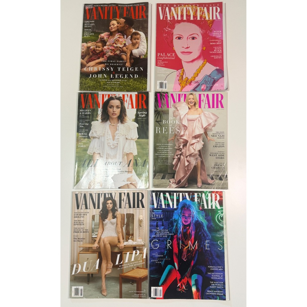 Vanity Fair Magazine Lot of 6 Dua Lipa Grimes Queen Elizabeth Ana de Armas Reese